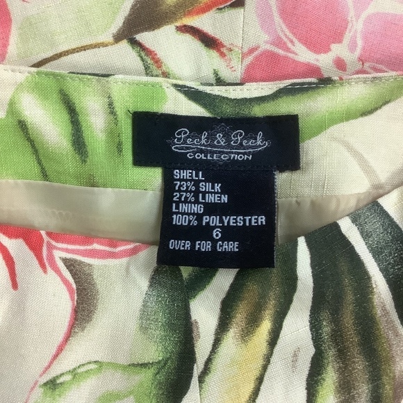Peck & Peck Linen Silk Floral Skirt Sz 6 - Picture 9 of 11